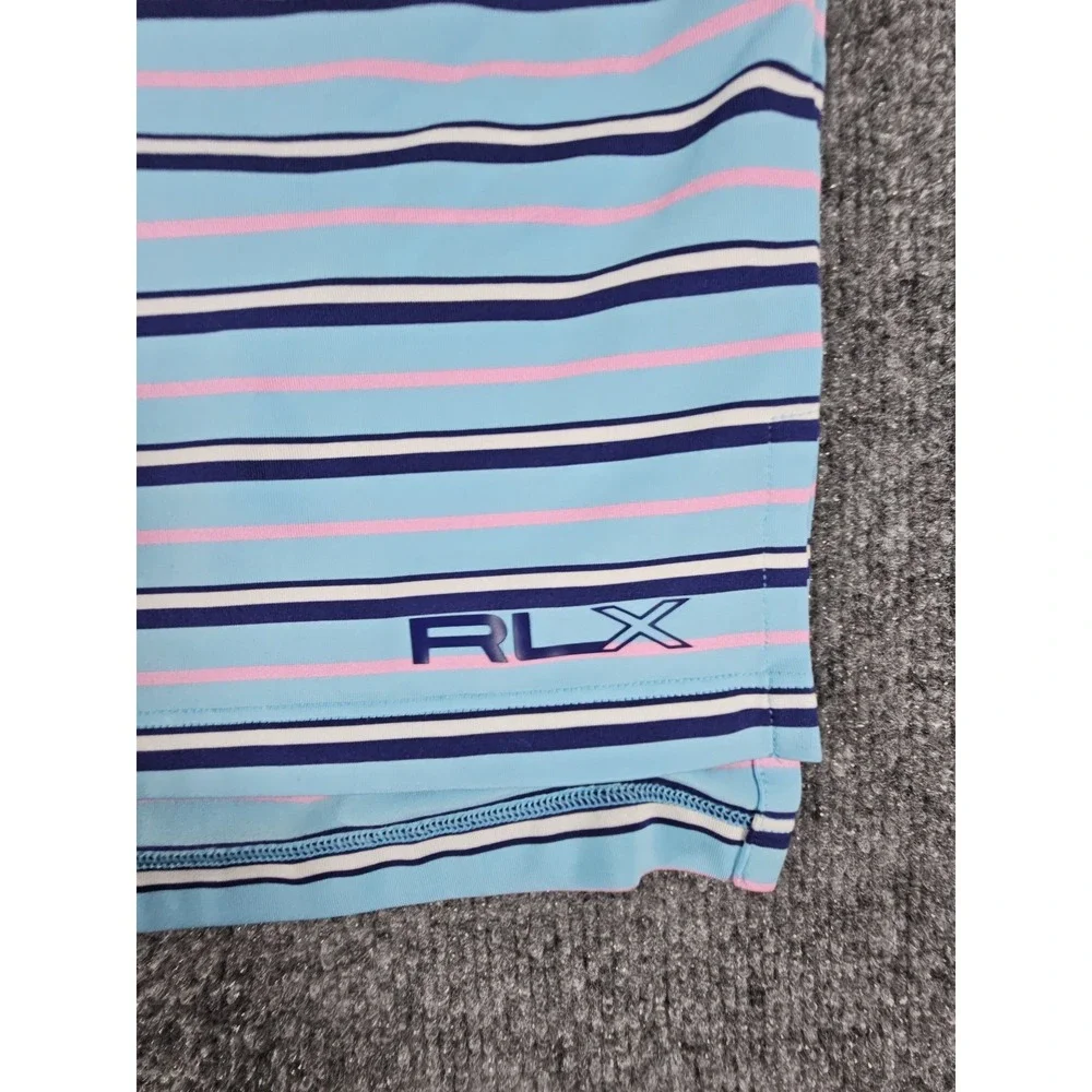 Ralph Lauren RLX Polo Shirt Mens Medium Striped Golf Performance Stretch